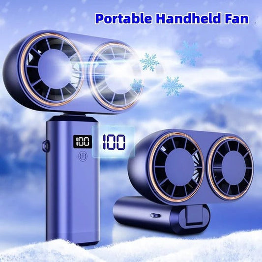 🌬️ USB Handheld Mini Fan – Foldable, Portable & Neck Hanging with 5-Speed & Display Screen 💨✨